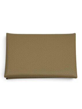 Hermes Calvi Beige Marfa Evercolor Silver Business Card Case